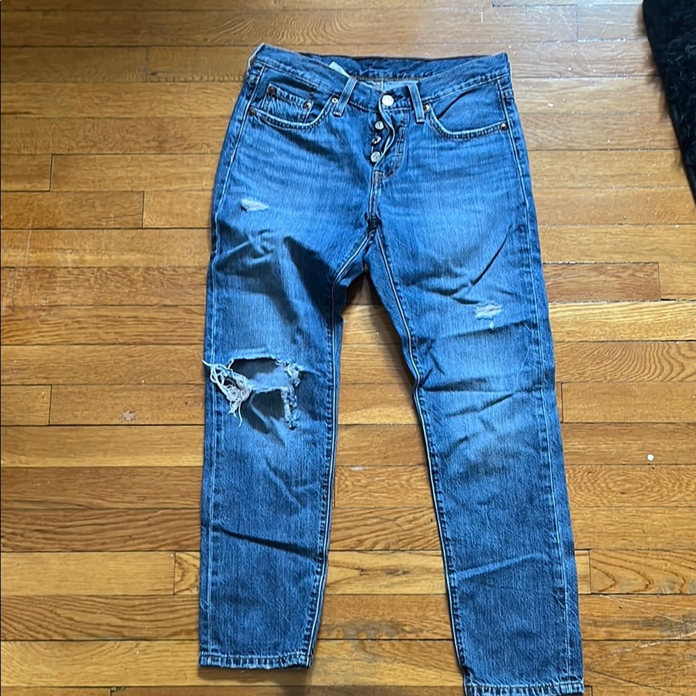 Distressed Blue Denim levi’s 501 T
